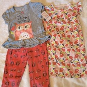 NWT Carter’s 3t pajamas- Owl and Flowers